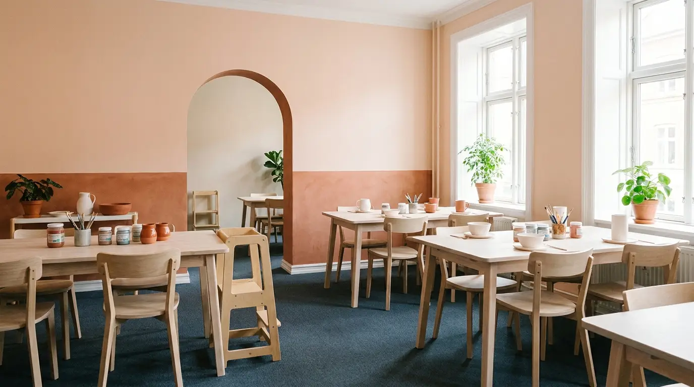 Innenraum des punktundstrich Keramikstudios in Ravensburg
